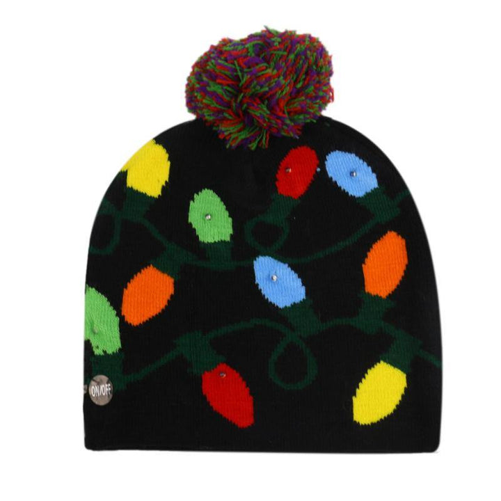 Snowman Elk Christmas Tree Flanged Ball Knit Cap - MRSLM