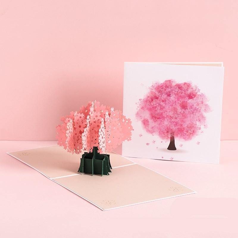 3D Laser Cut Handmade Sakura Kissing Lover Paper Invitation Greeting Card - MRSLM