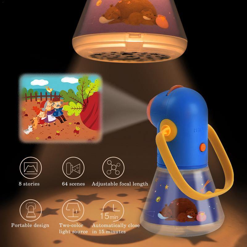 Children Night Lamp Projection Lamps Multifunction Story Projector Kids Early Education (Blue)