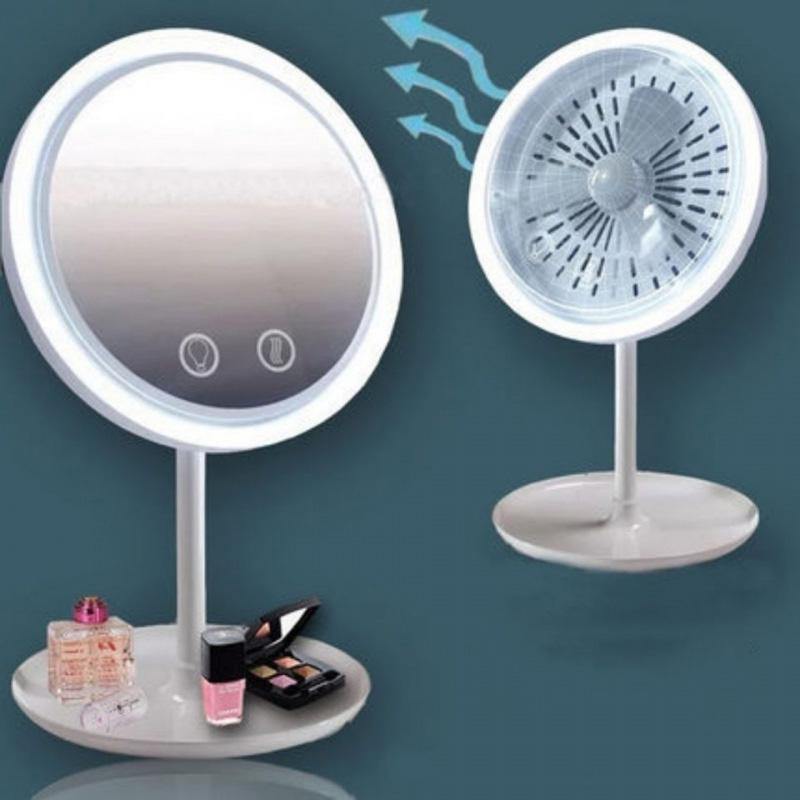 Fan LED Light Makeup Mirror (White)