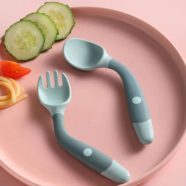 Soft Silicone Baby Spoon and Fork Set