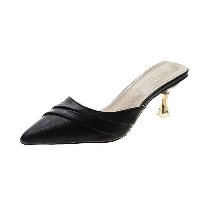 Korean Style Pointed Toe Baotou Half Slippers Women