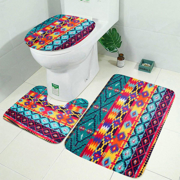 3PCS Bathroom Set Toilet Cover Mat Non-Slip Rug Pedestal Rug Floor Carpet Home Decor (#3)