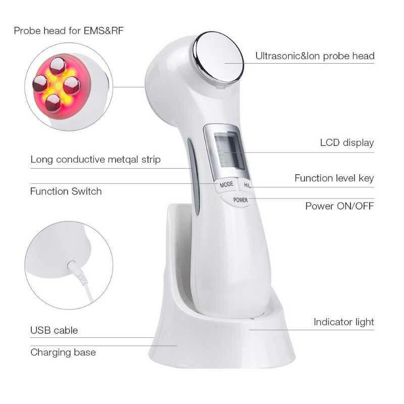 LED RF Photon Therapy Wrinkle Remover Face Lifting Machine Ultrasonic Massage Skin Rejuvenation Facial Beauty Equipment