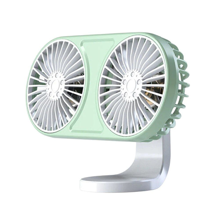 360¬∞ Rotating Dual-Head USB Car Fan with Ambient Lighting