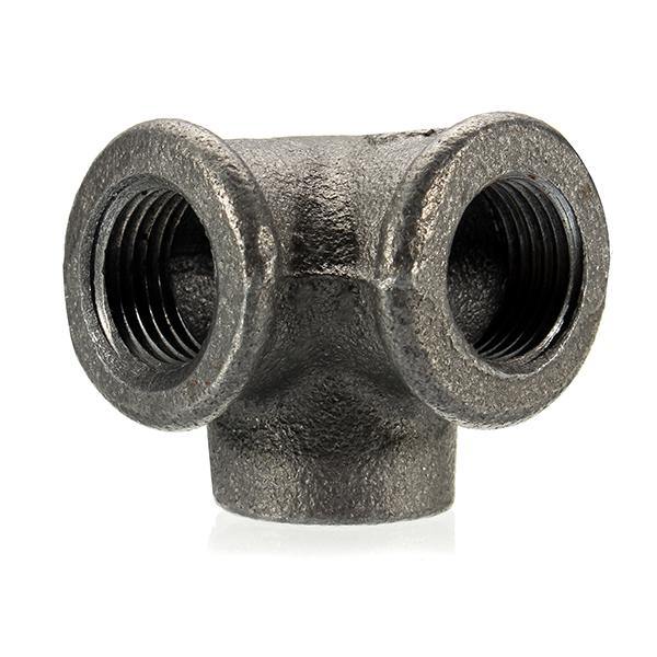 1/2" 3/4" 1" 3 Way Pipe Fittings Malleable Iron Black Elbow Tee Female Connector