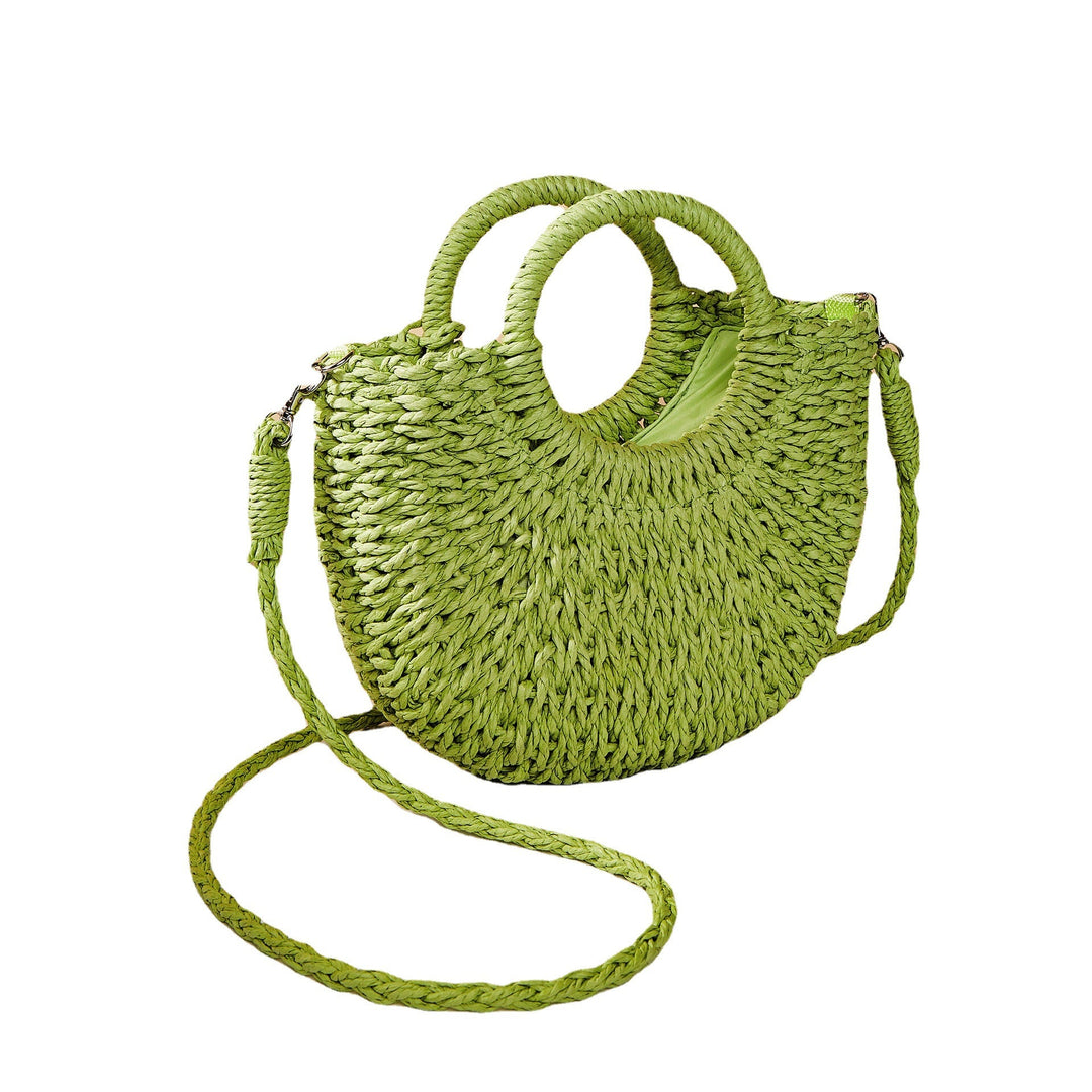 Half Moon Straw Woven Women's Beach Shoulder Bag