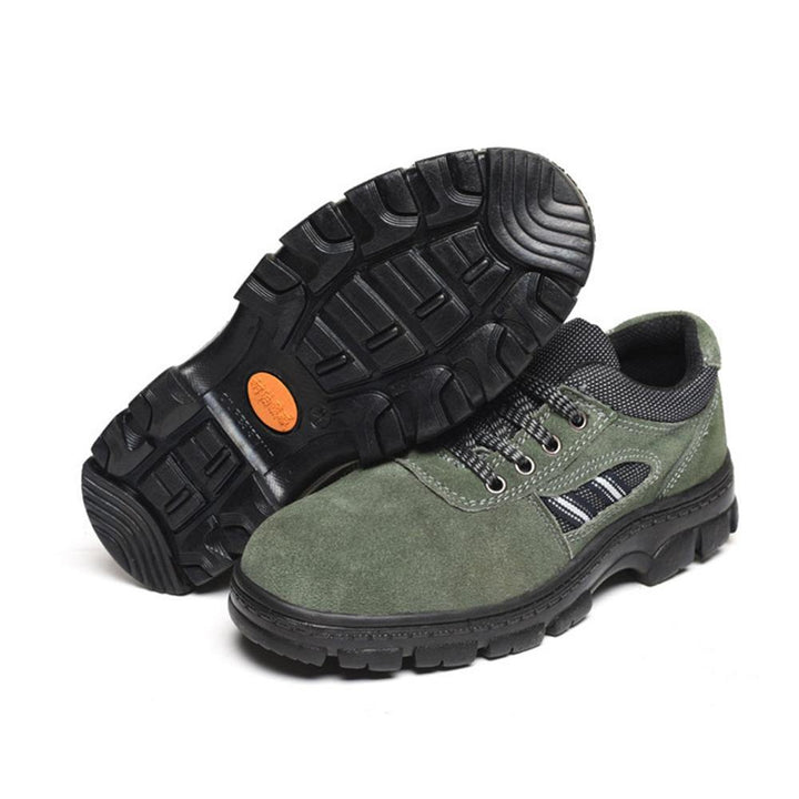 Men Steel Toe Wear Resistant Puncture Proof Outdoor Hiking Leather Sneakers