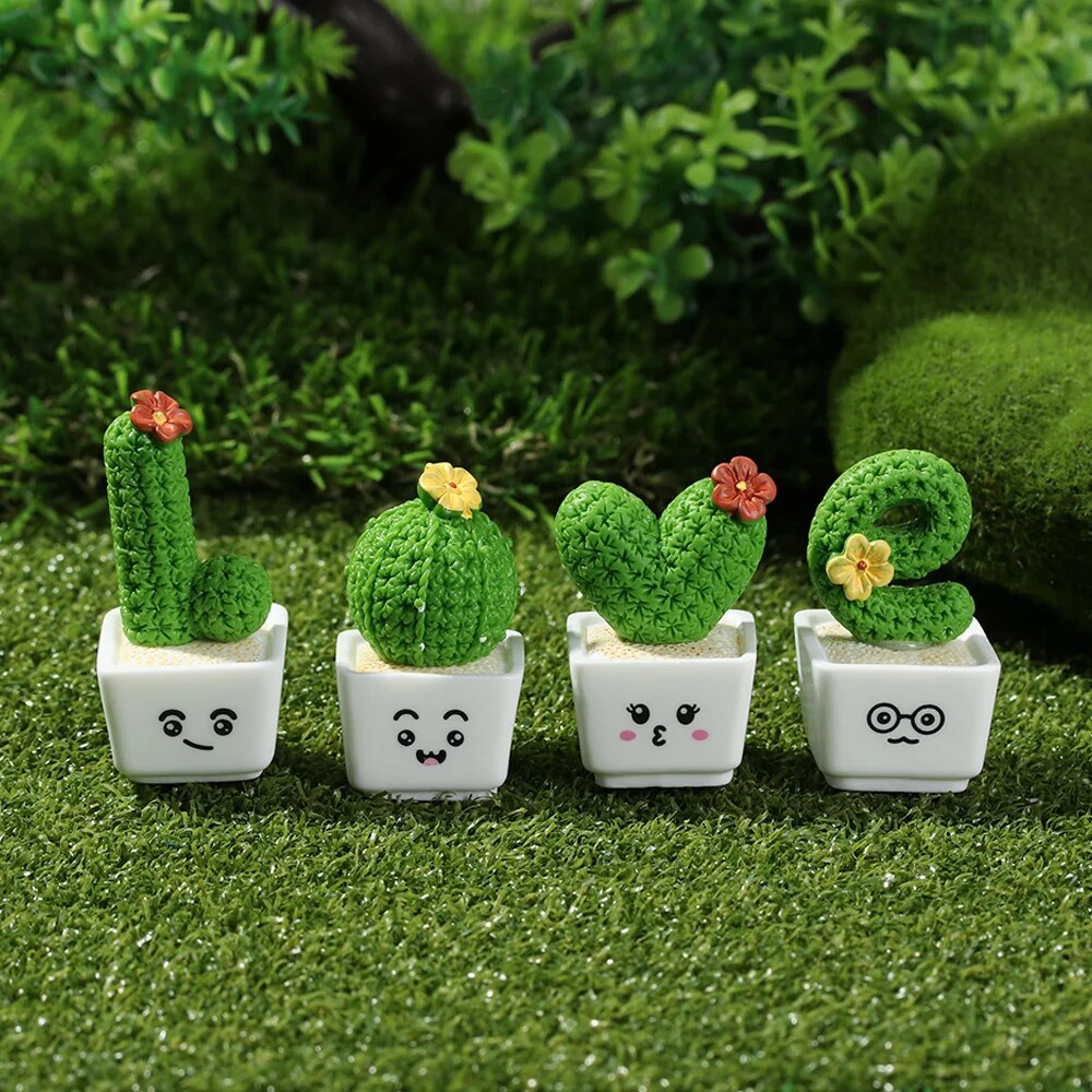 Charming Mini Cactus Resin Figurines for Decor & DIY Projects