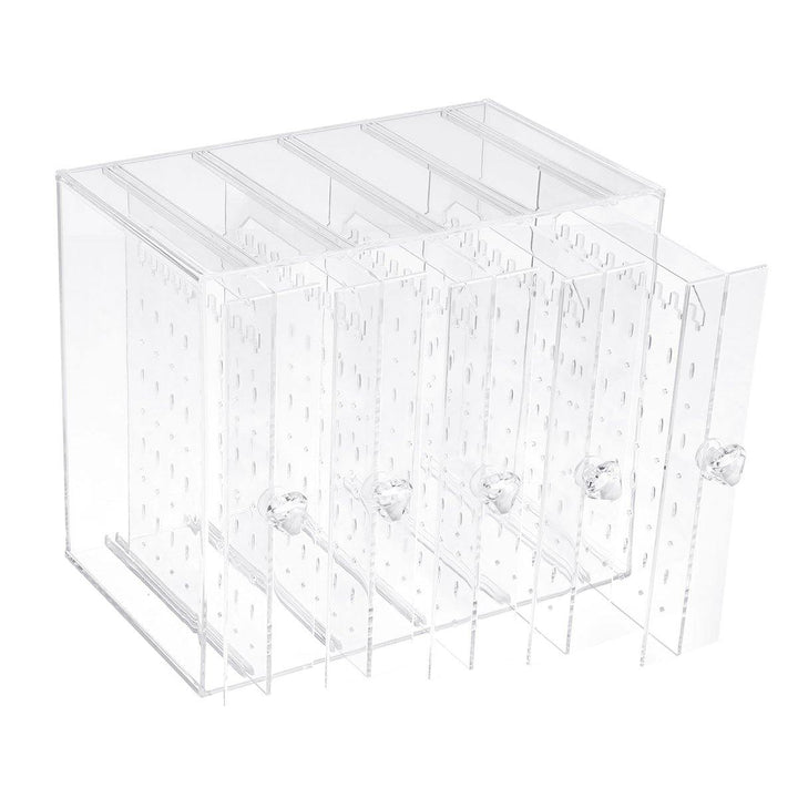 5 Trays Dustproof Transparent Acrylic Earrings Storage Box Jewelry Display Stand