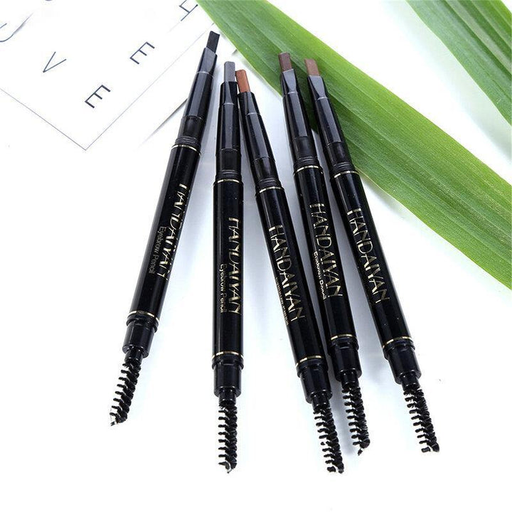 5 Colors Automatic Rotating Double-headed Waterproof Non-blooming Triangle Eyebrow Pencil