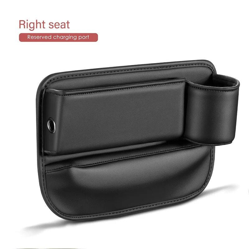 Luxury PU Leather Car Seat Gap Organizer with Cup Holder