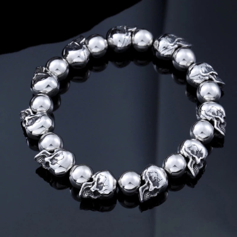 Mens Fashion Simple Titanium Skull Bracelet