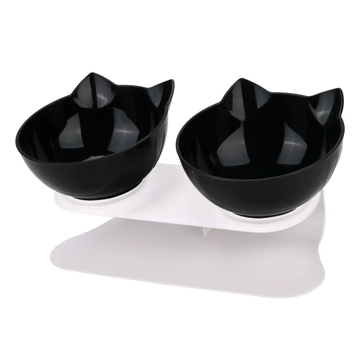 Ergonomic Double Bowls Pet Feeder with Raised Stand for Cats and Dogs