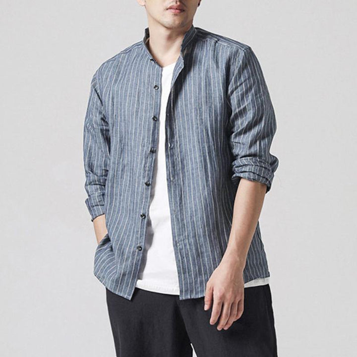 INCERUN Mens Vertical Striped Printing Spring Autumn Shirts