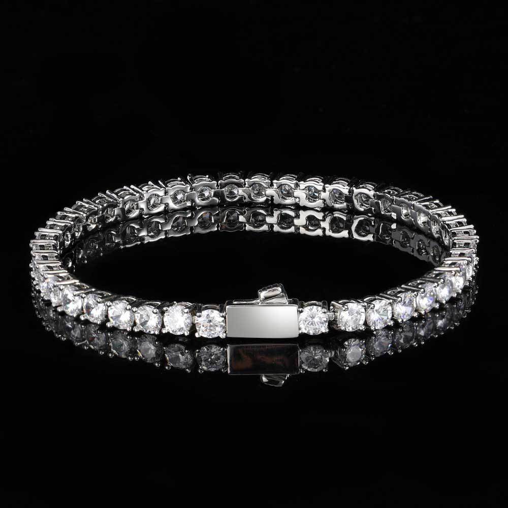 Hip Hop Spring Buckle Single Row Tennis Chain Bracelet