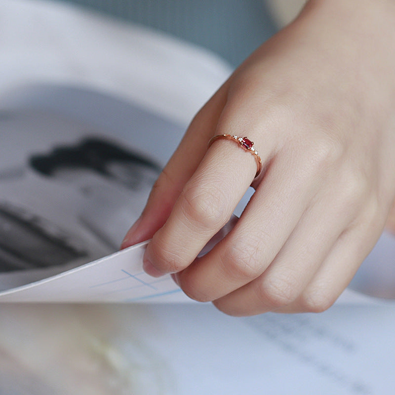 Sterling Silver Garnet Wave Ring