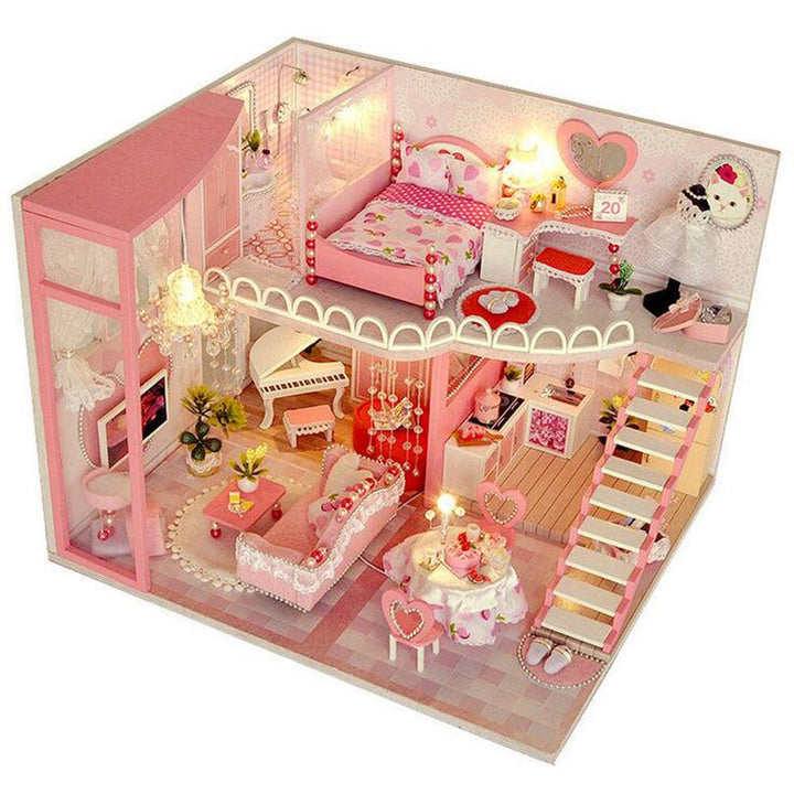 2020 Christmas Decoration DIY Doll House Wooden Doll Houses Miniature Dollhouse Furniture Kit Toys for Children New Year Christmas Gift