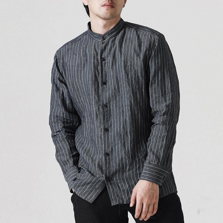 INCERUN Mens Vertical Striped Printing Spring Autumn Shirts - MRSLM