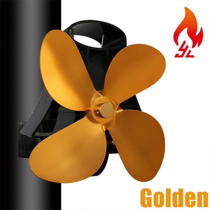 4 Blades Silent Wall Mounted Heat Powered Stove Fan Wood Burner Fireplace EcoFan - MRSLM