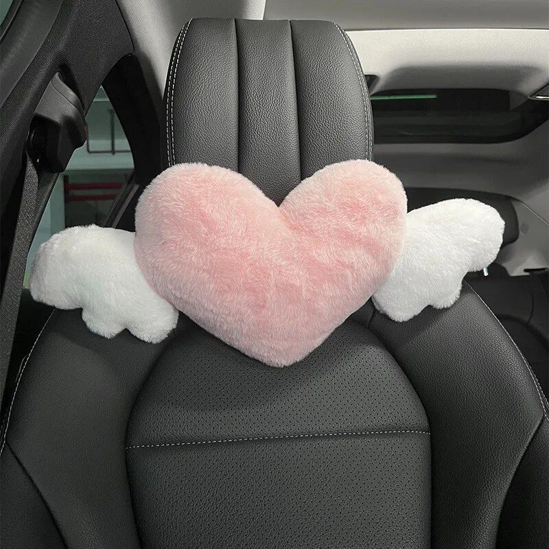 Heart-Shaped Plush Car Headrest & Lumbar Support Cushion