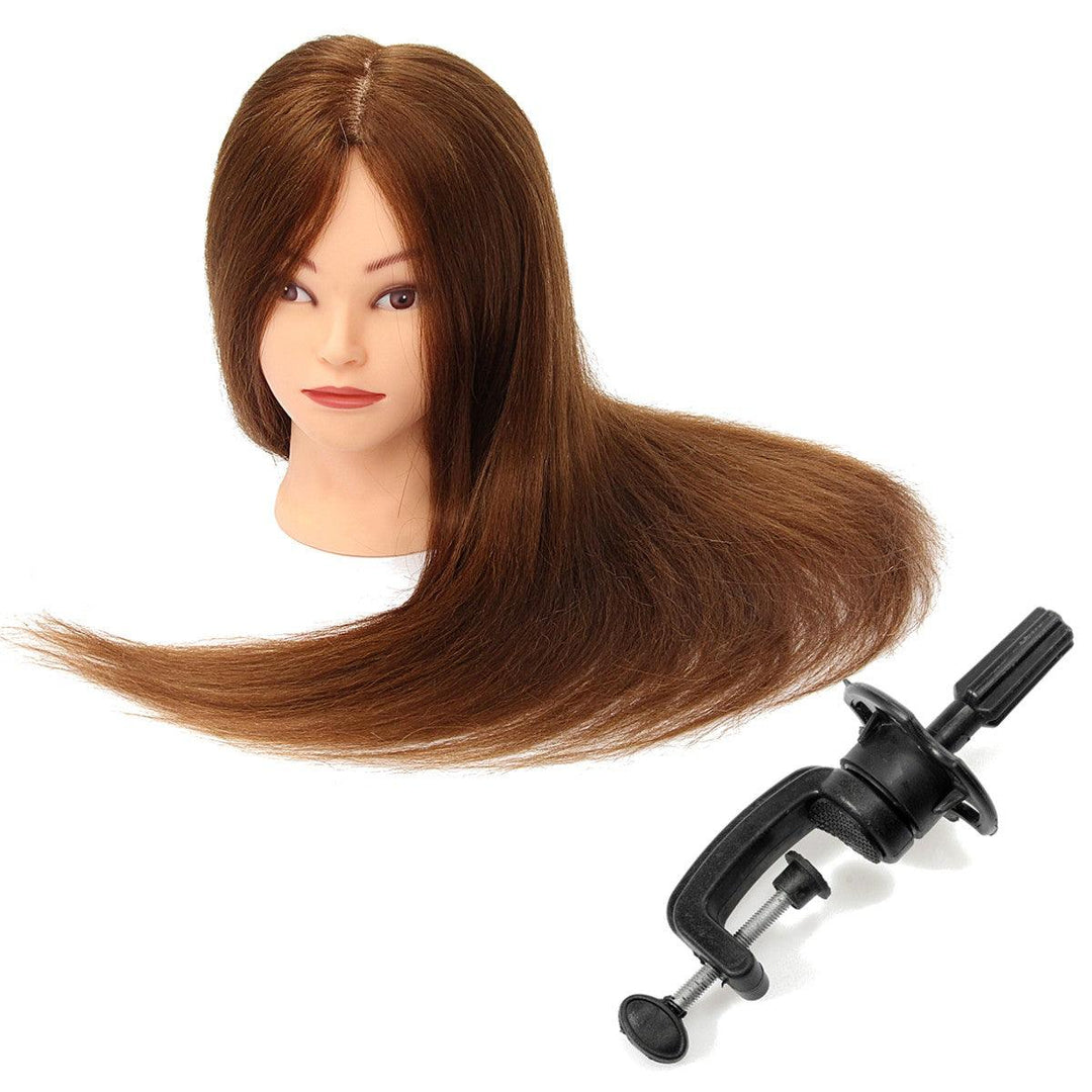 26 Inch 100% Human Hair Dark Gold Hair Head Dummy Head Practice Model Head With Bracket