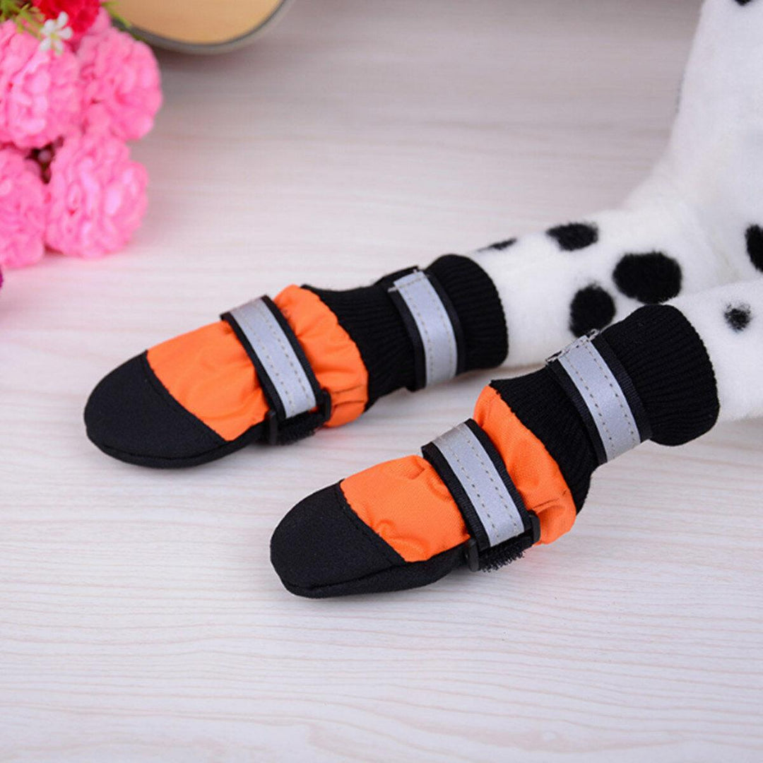 4Pcs Pet Dog Rain Snow Boots Warm Shoe Anti-slip Footwear Sock Waterproof Shoe Covers