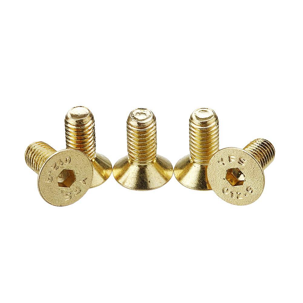 Suleve™ M5AH2 50Pcs Titanium Plated M5 Hex Socket Flat Head Countersunk Screws Alloy Steel 12.9 Grade Screw Bolt M5*12