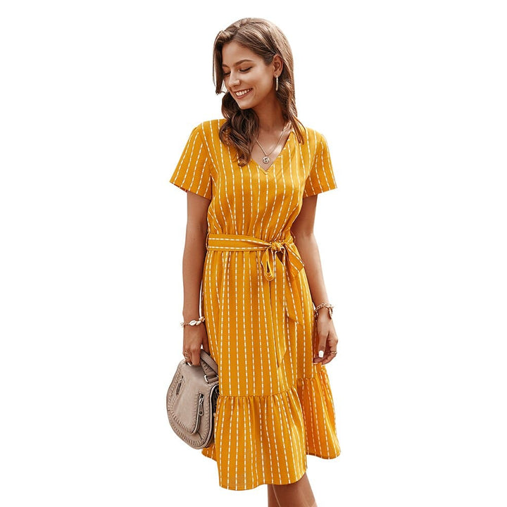 Women's Gala Midi Dress in Stripped Print