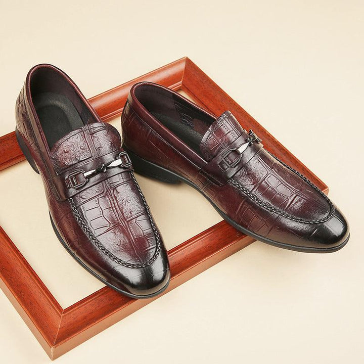 Men's First Layer Cowhide British Leather Loafers - Breathable, Non-slip, Shock Absorption