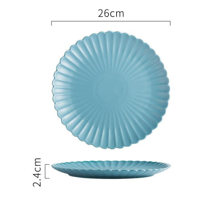 Creative Simple Solid-color Ceramic Plate Fruit Cake Plate Round Beef Steak Western Plate - MRSLM