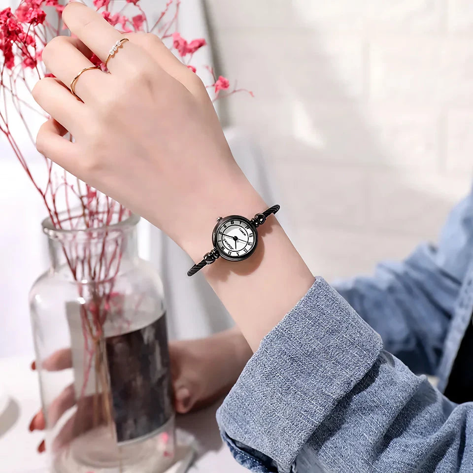 Women Retro Small Gold Bangle Bracelet Watches