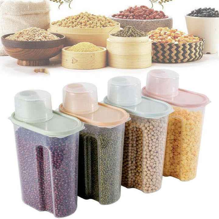 4 Pcs Plastic Airtight Food 1.9L Container Storage Box Rice Cereal Bean for Kitchen Storage Box