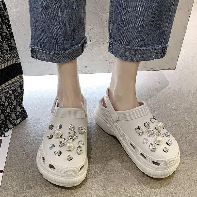 Hole Shoes Women's Summer Thick-soled Increased Outer Wear Baotou Slippers