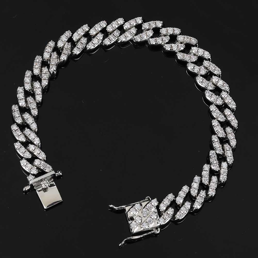 Hip Hop 9mm Single Row Zircon Cuban Bracelet Real Gold Plating