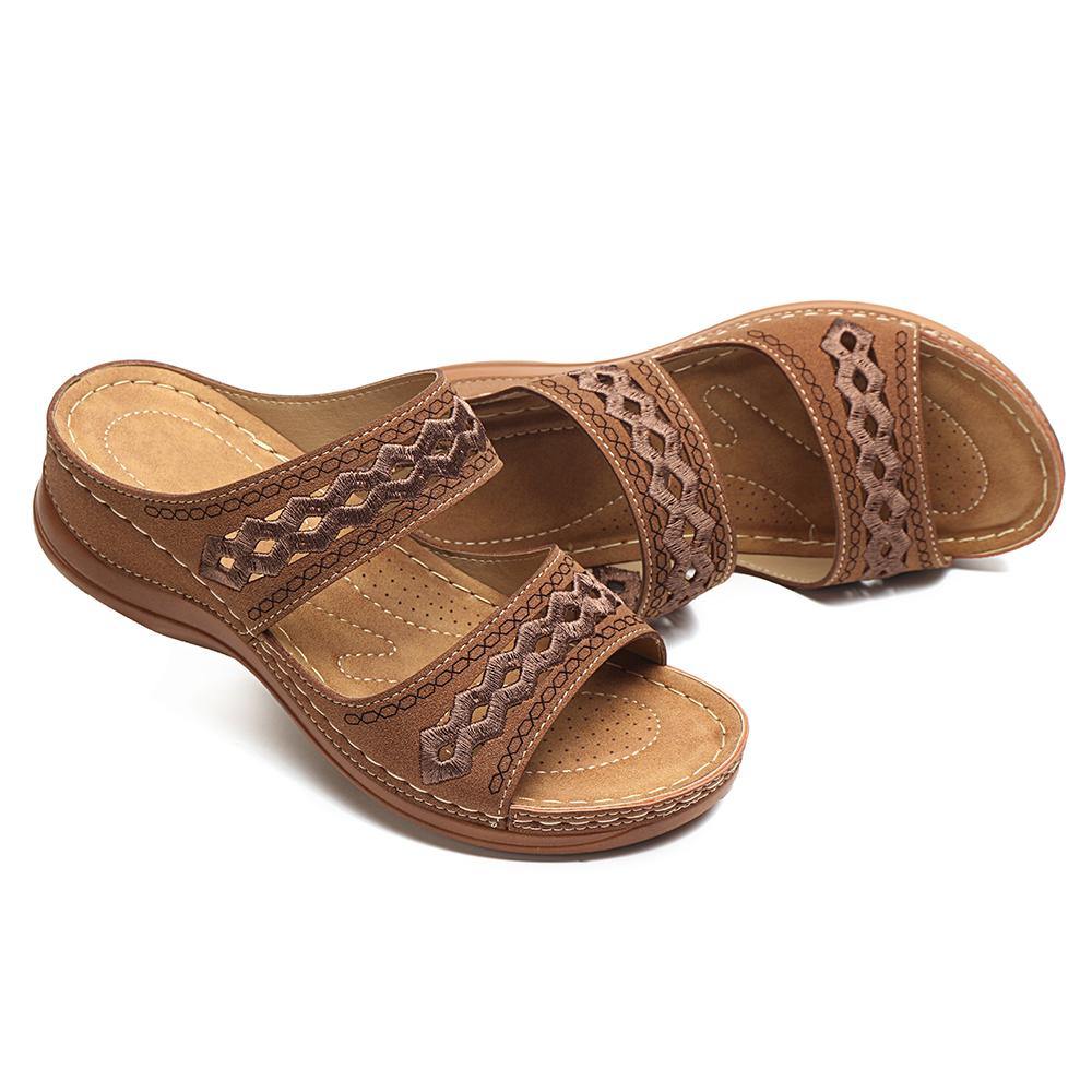 LOSTISY Handmade Stitching Hollow Casual Comfy Sandals - MRSLM