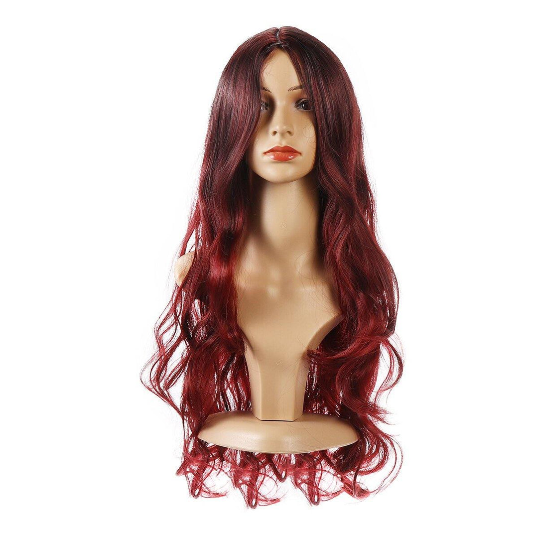 26'' Women Ombre Black Red Full Wig Ladies Long Curly Wavy Wig Hair Cosplay