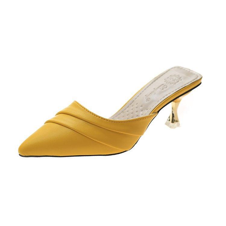 Korean Style Pointed Toe Baotou Half Slippers Women