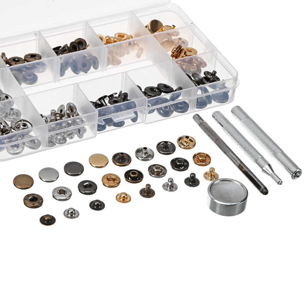 40/100 Set Rivets DIY Leather Craft Fasteners Buttons Copper Press Studs Silver Bronze Rivets With Tools