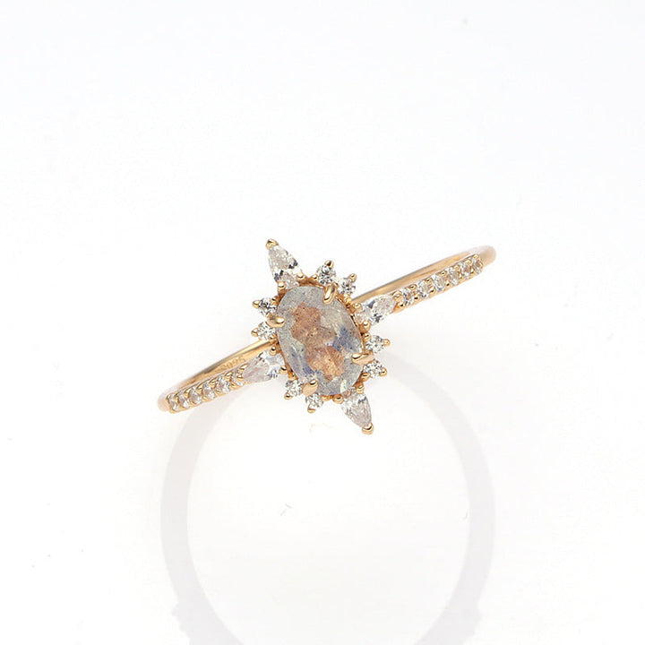 Elongated Stone White Zirconia Star Ring