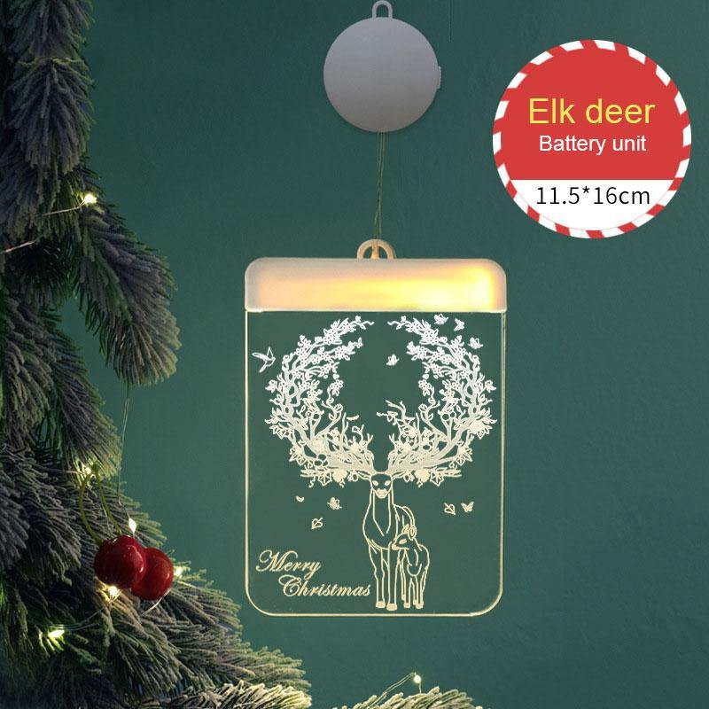 Creativity Christmas Decoration USB Lights LED Battery Lights Bells Elk String Lights 3D Acrylic Board Hanging Lights - MRSLM