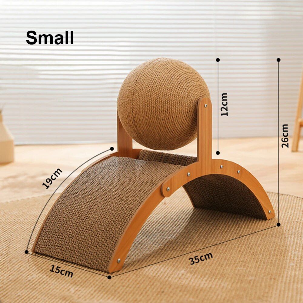 Deluxe Wooden Cat Scratcher with Sisal Ball