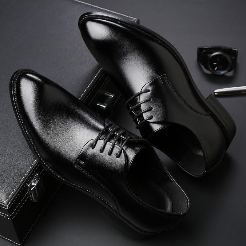 Men's Business Leather Shoes - Black Tie Dress Oxfords for Business Occasions