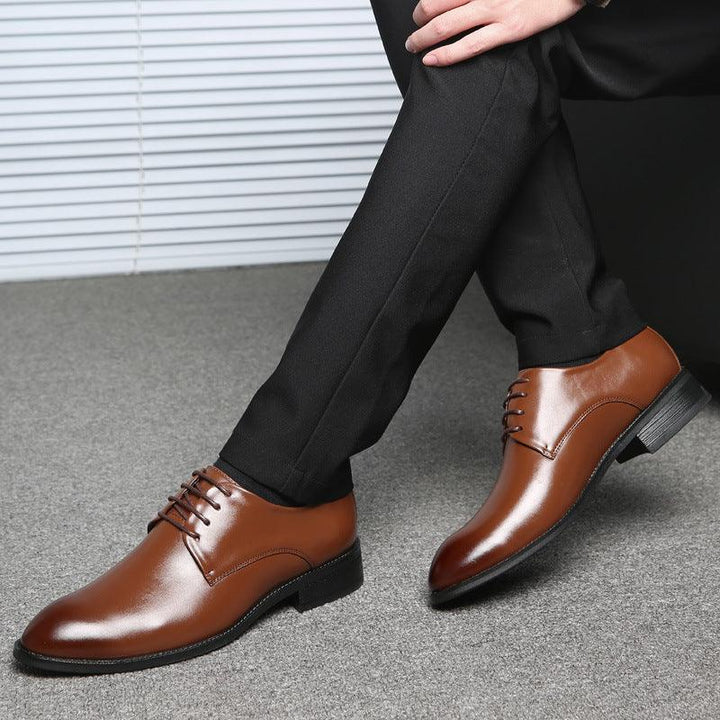 Men's Business Leather Shoes - Black Tie Dress Oxfords for Business Occasions