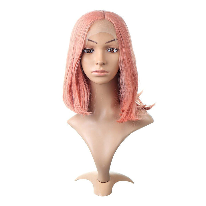 12/14 inch Pink Bob Lace Front Wig Human Hair Pre Plucked Blonde Grey Green Ombre Short Bob Wigs - MRSLM