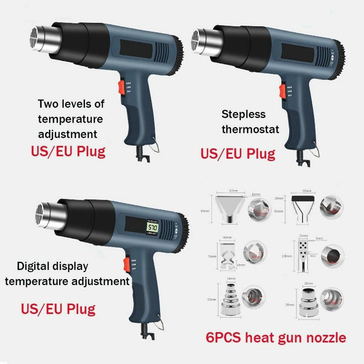 2000W 220V /110V Electric Hot Air Gun Thermoregulator Heat Guns LCD Display Shrink Wrapping Thermal Power Tool Portable