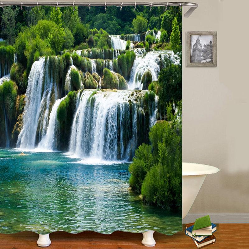 180 x180cm Shower Curtain Anti-Slip Carpets Waterfall Style Bathroom Bath Mat