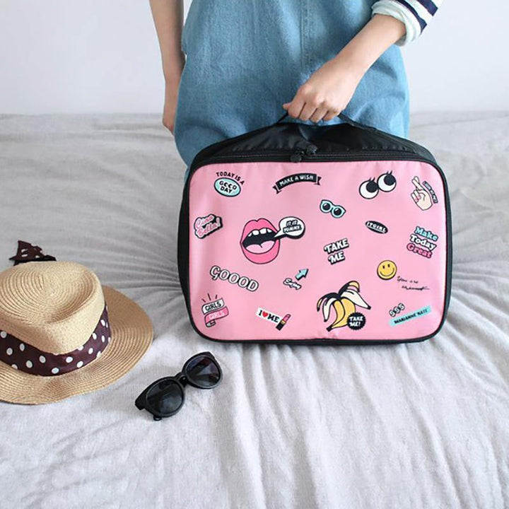 38cm Cute Cartoon Portable Travel Storage Bag Boarding Bag Luggage Clothing Trolley Case Wash Bag