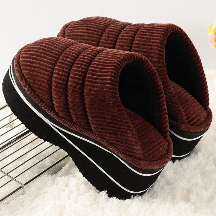 Winter Home Indoor High-heeled Cotton Slippers Women's Thick-soled Non-slip