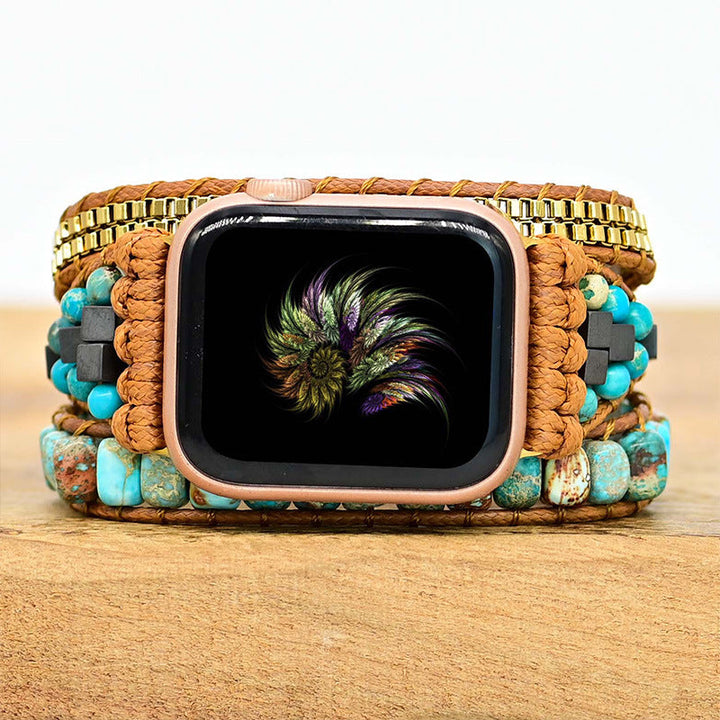 Large Turquoise Bead Watch Band Boho